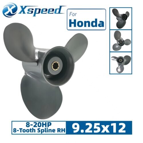 9.25x12 Honda 9.25x12 Aluminum Propeller Replacement 3 Blade 8 Tooth RH 2-1/2" Gearcase 8-20HP Outboard Propeller OEM 58130-ZV4-012AH