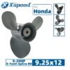 9.25x12 Honda 9.25x12 Aluminum Propeller Replacement 3 Blade 8 Tooth RH 2-1/2" Gearcase 8-20HP Outboard Propeller