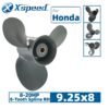 Honda 9.25x8 Aluminum Propeller Replacement 3 Blade 8 Tooth RH 2-1/2" Gearcase 8-20HP Outboard Propeller
