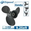 9.25x9 Honda 9.25x9 Aluminum Propeller Replacement 3 Blade 8 Tooth RH 2-1/2" Gearcase 8-20HP Outboard Propeller