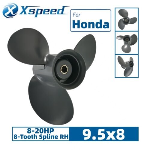 Honda 9.5x8 Aluminum Propeller Replacement 3 Blade 8 Tooth RH 2-1/2" Gearcase 8-20HP Outboard Propeller