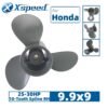 9.9x9 Honda 9.9x9 Aluminum Propeller Replacement 3 Blade 10 Tooth RH 3" Gearcase 25-30HP Outboard Propeller OEM 58130-ZW2-F11ZA