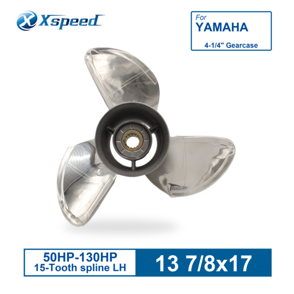 Yamaha 13 7/8x17 Stainless Steel Propeller Replacement with Hub Kit 3 Blade 15 Tooth LH 50-130HP Outboard Propeller