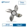 ICSER-141F21HO-HON-EPLUS-1 14x21 Stainless Steel Propeller for Honda Replacement 4 Blade 15 Tooth RH 350HP Outboard Propeller