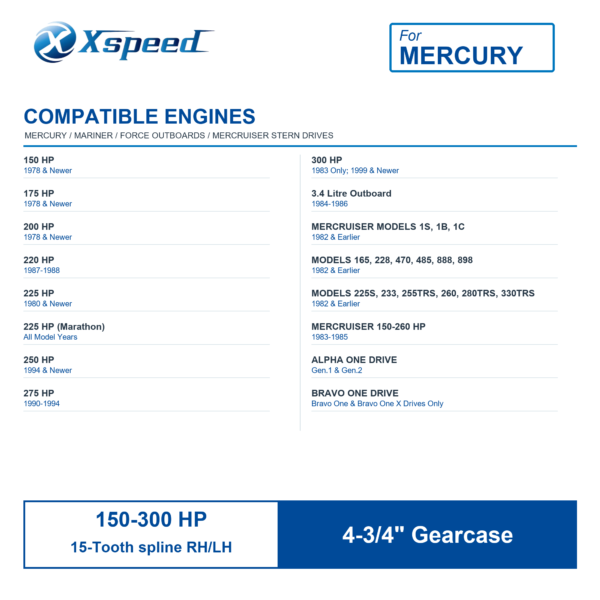 H2a61667f8b9d4e7b910e4978f2055a3bZ-26.png Mercury 15 1/4x24 Stainless Steel Propeller Replacement for OEM 48-831911A45 4 Blade 15 Tooth LH 150-300HP Outboard Propeller