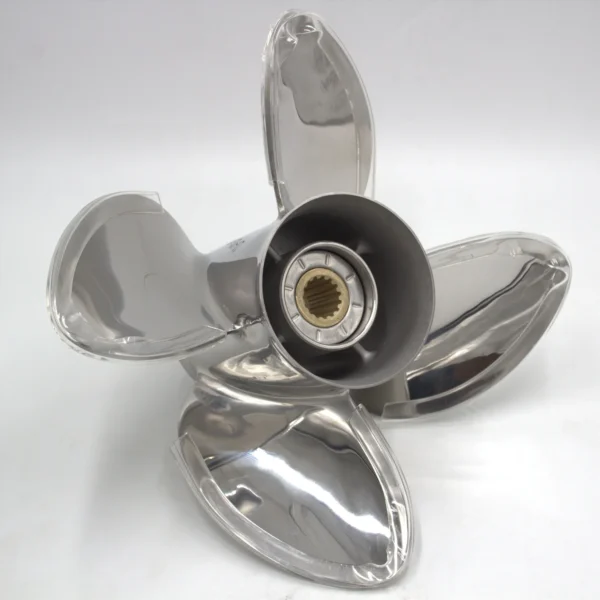ICSDR-133F15OL-HON-3 13 1/4x15 Stainless Steel Propeller for Honda Replacement for OEM 58134-ZW1-A15HR 4 Blade RH 60-130HP Outboard Propeller
