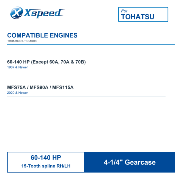 ICSDR-133F15OL-TOH-2 Tohatsu 13 1/4x15 Stainless Steel Propeller Replacement with Hub Kit 4 Blade 15 Tooth RH 60-140HP Outboard Propeller