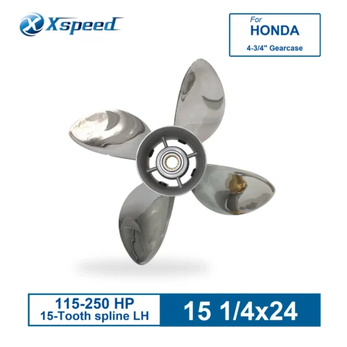 15 1/4x24 Stainless Steel Propeller for Honda Replacement 4 Blade 15 Tooth LH 115-250HP Outboard Propeller