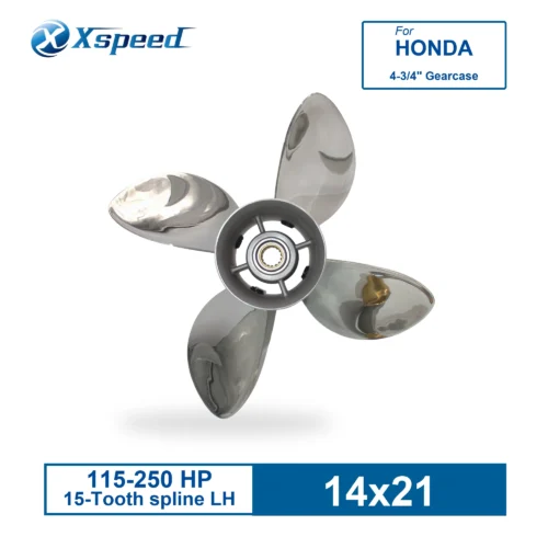 14x21 Stainless Steel Propeller for Honda Replacement 4 Blade 15 Tooth LH 115-250HP Outboard Propeller