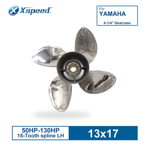 Yamaha 13x17 Stainless Steel Propeller Replacement 4 Blade 15 Tooth LH 50-130HP Outboard Propeller OEM 6L6-45930-01-00