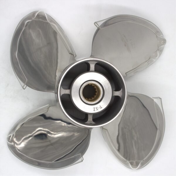 ICSDR-135F15OL-SUZ-5 Suzuki 13x19 Stainless Steel Propeller Replacement with Hub Kit 4 Blade 15 Tooth LH 60-140HP Outboard Propeller