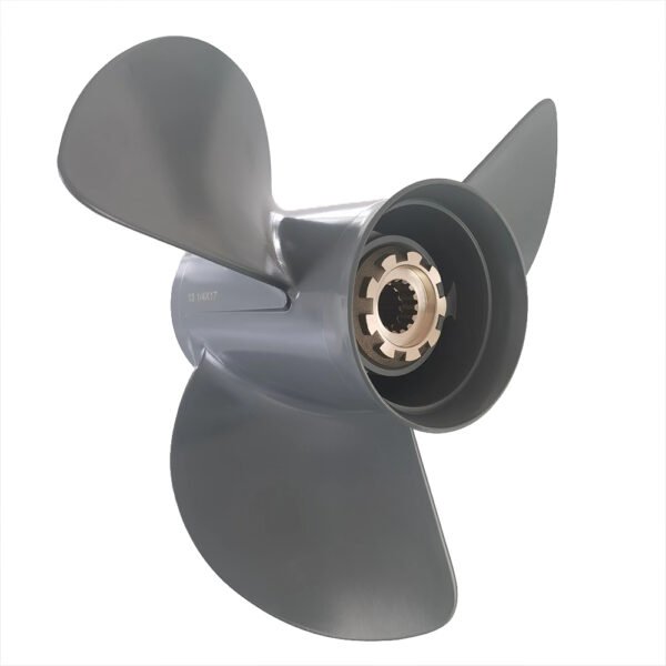 photobank (1) Honda 13-1/4x17 Aluminum Propeller Replacement 3 Blade 15 Tooth LH 4-1/4" Gearcase 60-130HP Outboard Propeller