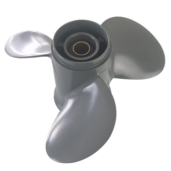 photobank (4) Honda 12-1/4x9 Aluminum Propeller Replacement 3 Blade 13 Tooth RH 3-1/4" Gearcase 35-60HP Outboard Propeller OEM 59130-ZV5-009AH