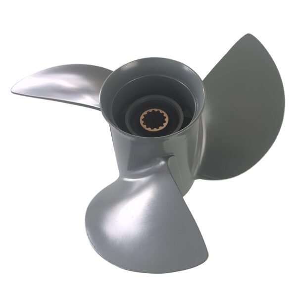 photobank (4) Honda 11-1/4x13 Aluminum Propeller Replacement 3 Blade 13 Tooth RH 3-1/4" Gearcase 35-60HP Outboard Propeller