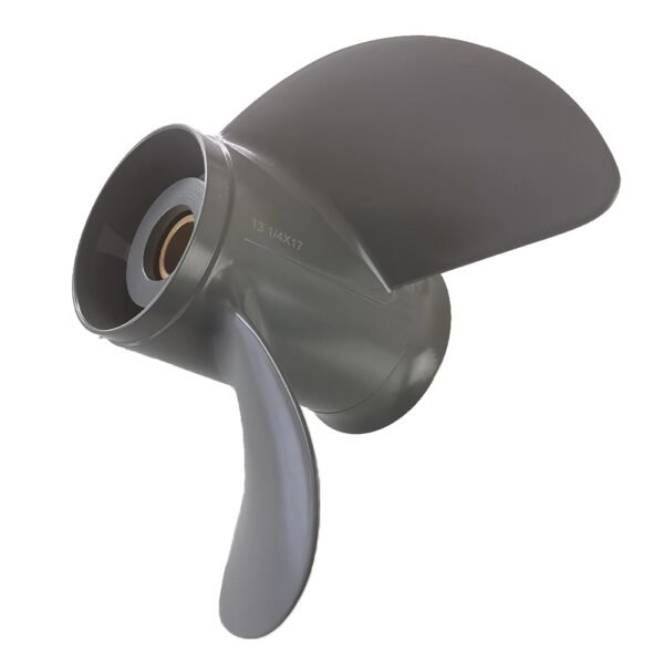 photobank (5) Honda 13-1/4x17 Aluminum Propeller Replacement 3 Blade 15 Tooth LH 4-1/4" Gearcase 60-130HP Outboard Propeller
