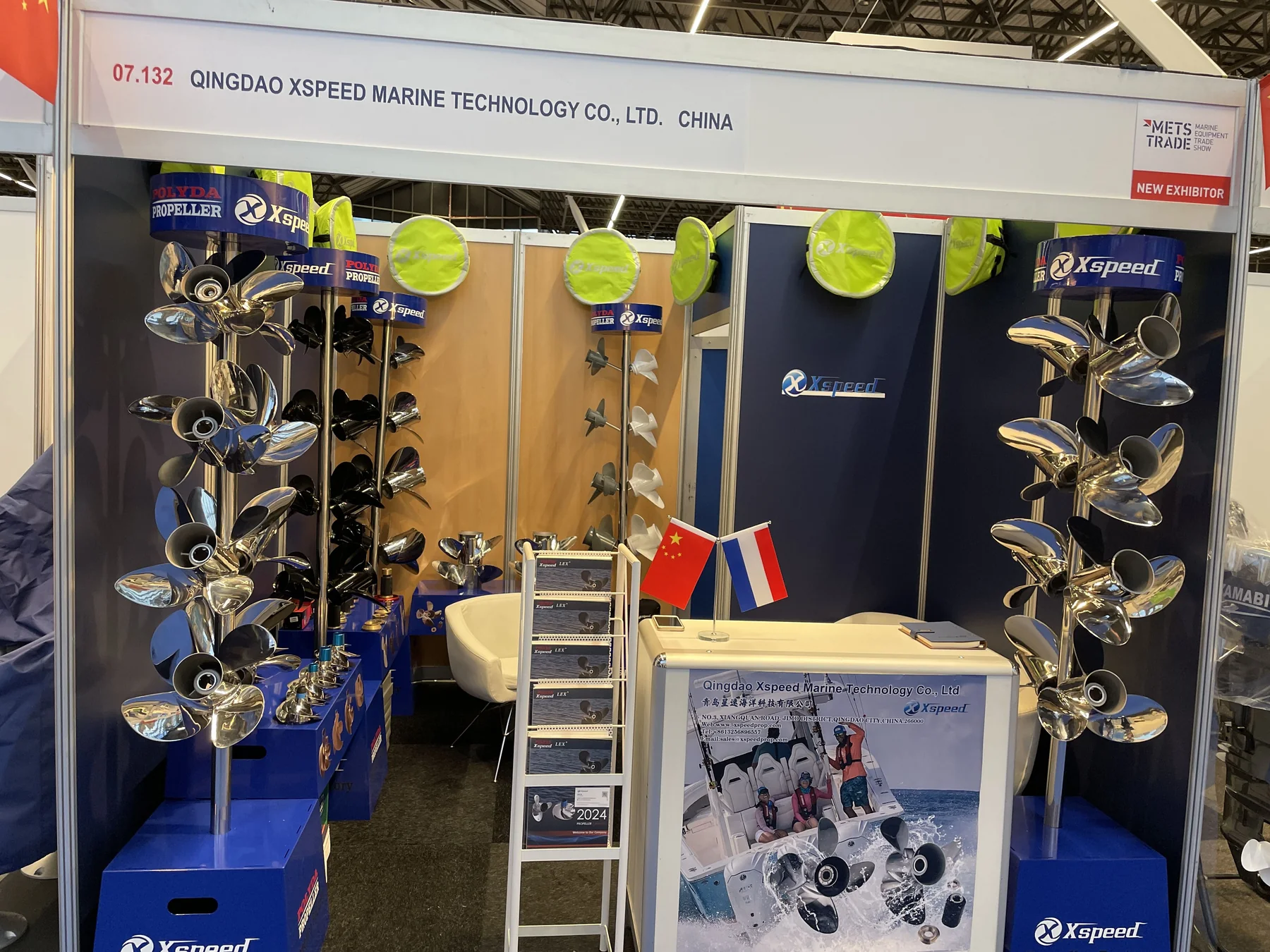 Xspeed aluminum and stainless steel propeller display at METSTRADE Amsterdam