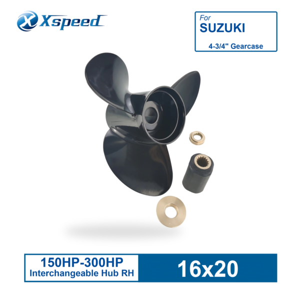 Suzuki Replacement 16x20 Aluminum Interchangeable Propeller 3 Blade 15 Tooth RH 150-300HP