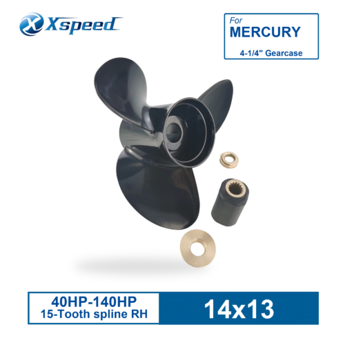 ICADR-140-13OM-1 Mercury 14x13 Aluminum Interchangeable Hub Series Propeller Replaces OEM 48-77340A45 3 Blade 15 Tooth RH 40-140HP