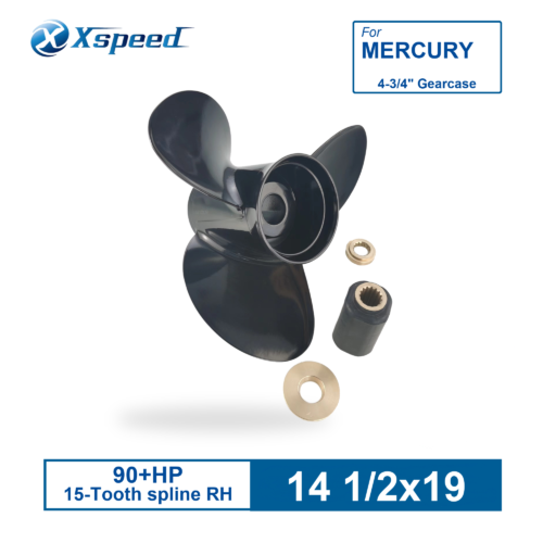 MER-145-19OL-1 Mercury 14 1/2x19 Aluminum Interchangeable Hub Series Propeller Replaces OEM 48-832830A45 3 Blade 15 Tooth RH 90-300HP