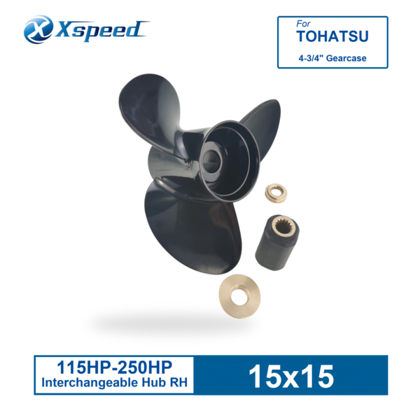 Tohatsu Nissan Replacement 15x15 Aluminum Interchangeable Propeller 3 Blade 15 Tooth RH 115-250HP