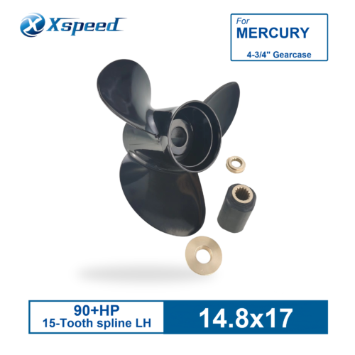 MEL-148-17OL-1 Mercury 14 3/4x17 Aluminum Interchangeable Hub Series Propeller 3 Blade 15 Tooth LH 90-300HP
