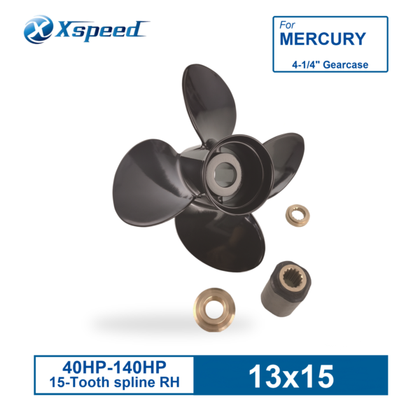 Mercury 13x15 Aluminum Interchangeable Hub Series Propeller 4 Blade 15 Tooth RH 40-140HP