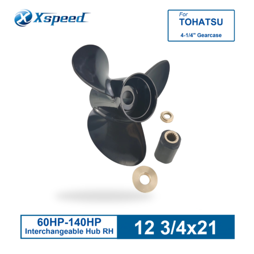 ICADR-128-21OM-TOH-1 Tohatsu Nissan Replacement 12 3/4x21 Aluminum Interchangeable Propeller 3 Blade 15 Tooth RH 60-90HP